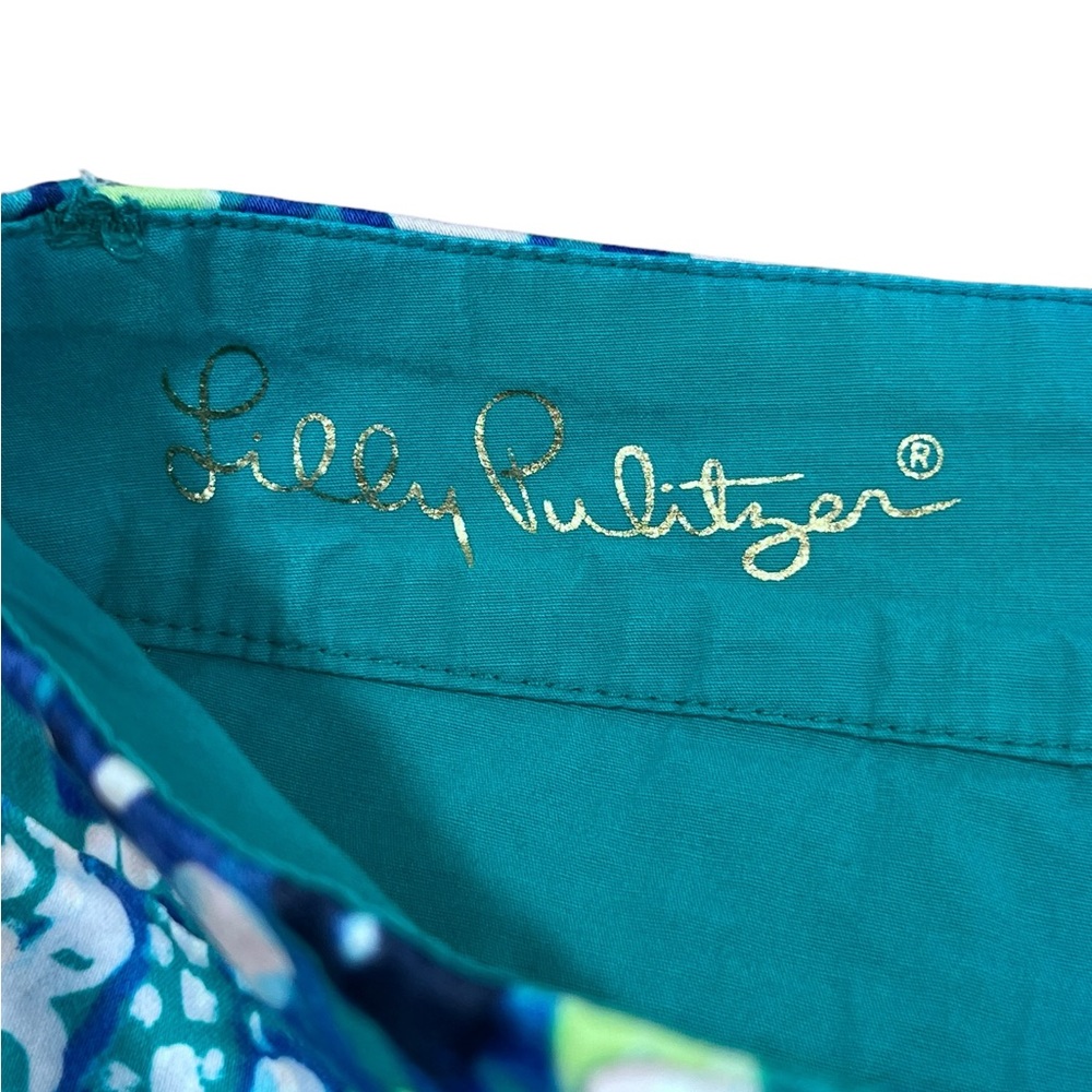 Lilly Pulitzer Callahan Shorts Size 00 Blue Green Print Stretch Resort - Picture 6 of 12